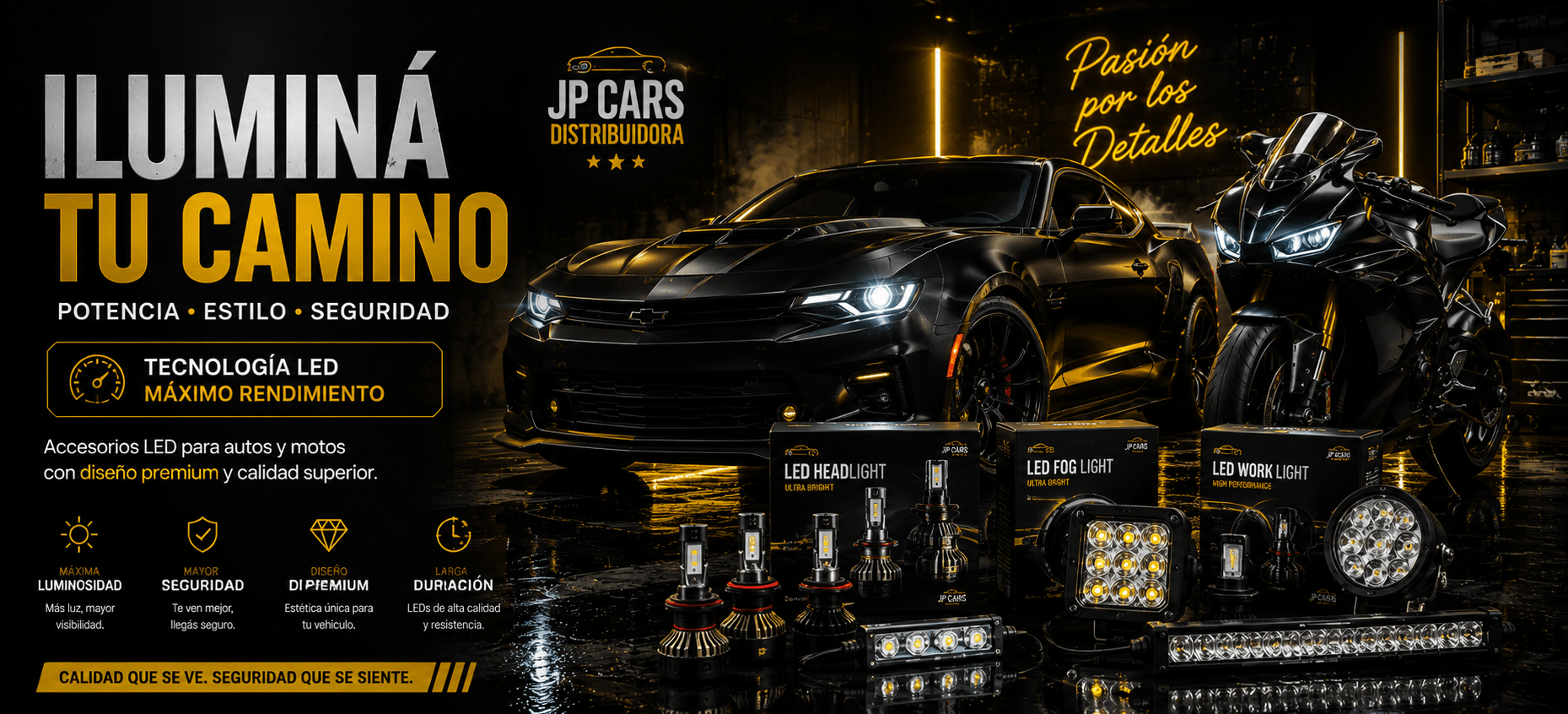 Banner Ilumina tu camino con accesorios LED premium