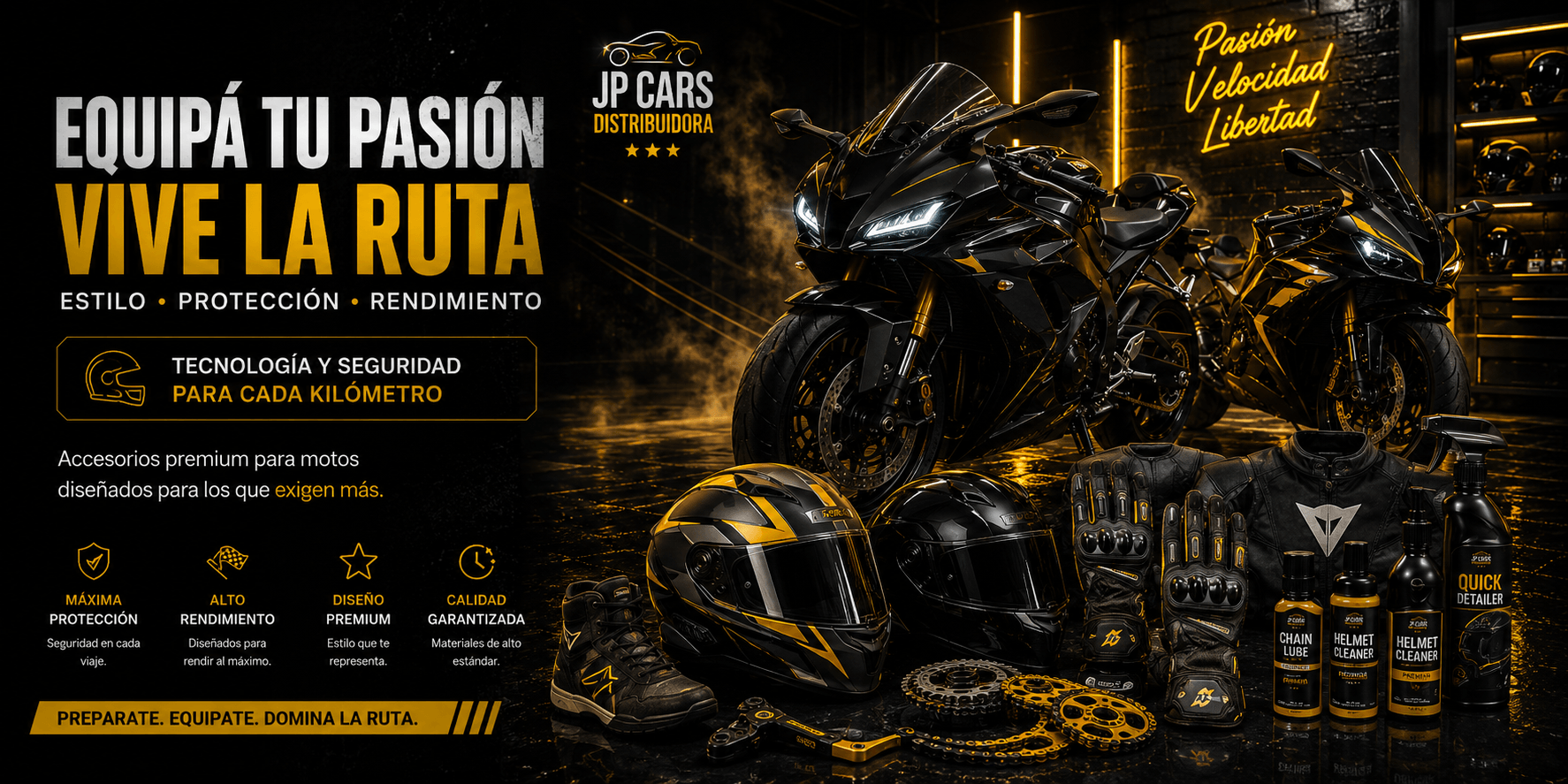 Banner Equipa tu pasion, vive la ruta con accesorios premium para moto